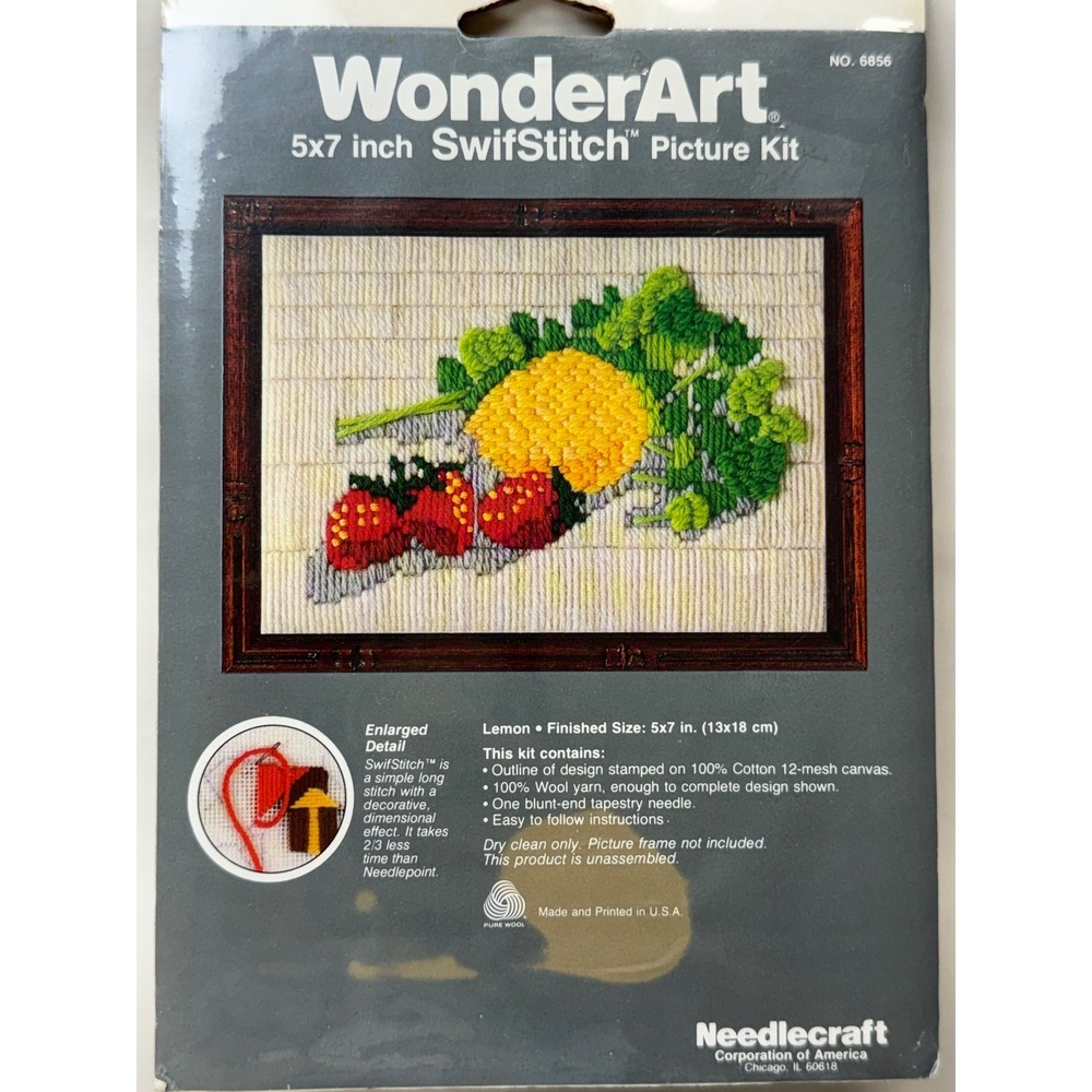 Vintage WonderArt SwifStitch Picture Kit Lemon and Strawberry Needlecraft